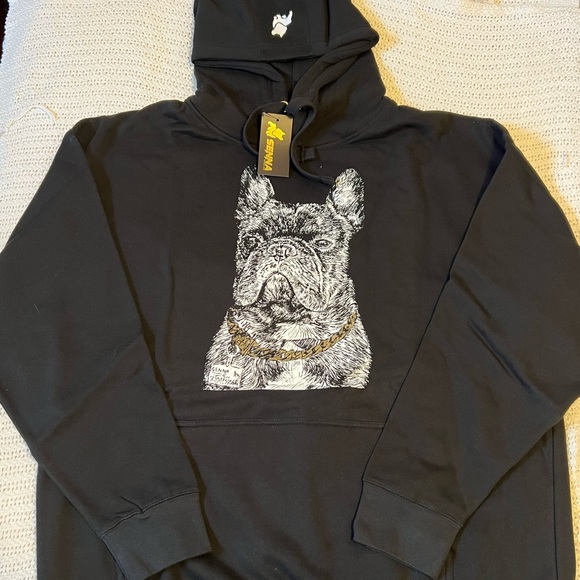 Tops - NWT Beautiful Black Sweatshirt Hoodie French Bulldog Print